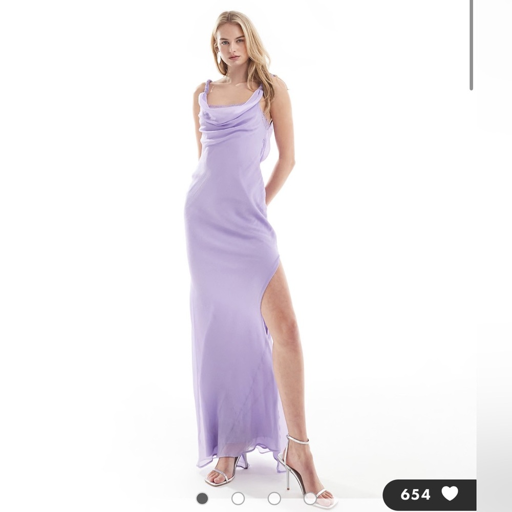 Purple ASOS Cowl Deck Lace Dress